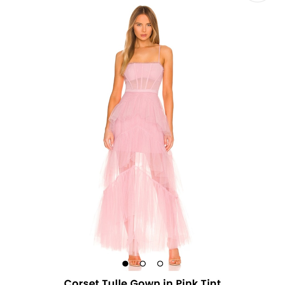 BCBGMaxAzria Corset Tulle Gown in Pink Tint